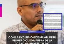 MOQUEGUA | CON LA EXCLUSIÓN DE MILAR, PERÚ PRIMERO QUEDA FUERA DE LA CANCHA PROSELITISTA.