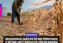 MOQUEGUA | MÁS DE 52 MIL PERSONAS Y 187 MIL HECTÁREAS ESTÁN EN RIESGO ALTO POR DÉFICIT HÍDRICO.
