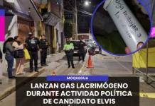 MOQUEGUA | LANZAN GAS LACRIMÓGENO DURANTE ACTIVIDAD POLÍTICA DEL CANDIDATO ELVIS CÓRDOVA,