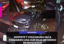 MOQUEGUA | DESPISTE Y VOLCADURA EN LA PANAMERICANA SUR DEJA UN HERIDO EN MOQUEGUA.