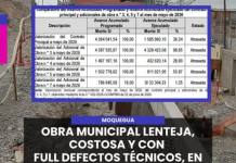 MOQUEGUA | OBRA MUNICIPAL LENTEJA, COSTOSA Y CON FULL DEFECTOS TÉCNICOS, EN “CHEN CHEN”.