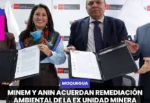 MOQUEGUA | MINEM Y ANIN ACUERDAN REMEDIACIÓN AMBIENTAL DE LA EX UNIDAD MINERA FLORENCIA TUCARI EN MOQUEGUA