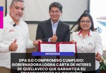 MOQUEGUA | DPA ILO COMPROMISO CUMPLIDO GOBERNADORA LOGRA CARTA DE INTERES DE QUELLAVECO QUE GARANTIZA SU FINANCIAMIENTO Y EJECUCIÓN