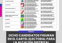 TORATA | OCHO CANDIDATOS FIGURAN EN EL CARTEL ELECTORAL PARA LA ALCALDÍA DISTRITAL