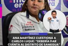 MOQUEGUA | ANA MARTÍNEZ CUESTIONA A CARLOS LUQUE: DEBERÍA DAR CUENTA AL DISTRITO DE SAMEGUA
