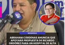 MOQUEGUA | ABRAHAM CÁRDENAS ANUNCIA QUE APOYARÁ PROPUESTA DE RICARDO ORDÓÑEZ PARA UN HOSPITAL DE ALTA COMPLEJIDAD EN SAN ANTONIO