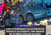 MOQUEGUA | CINCO PERSONAS FALLECIERON EN TRÁGICO ACCIDENTE; UNA MENOR DE 12 AÑOS AÚN NO HA SIDO IDENTIFICADA