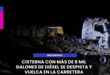 MOQUEGUA | CISTERNA CON MÁS DE 8 MIL GALONES DE DIÉSEL SE DESPISTA Y VUELCA EN LA CARRETERA BINACIONAL
