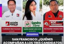 MOQUEGUA | SAN FRANCISCO: ¿QUIÉNES ACOMPAÑAN A LOS TRES CANDIDATOS QUE BUSCAN LA ALCALDÍA?
