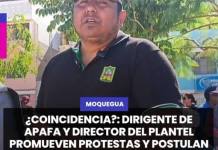 MOQUEGUA | COINCIDENCIA: DIRIGENTE DE APAFA Y DIRECTOR DEL PLANTEL PROMUEVEN PROTESTAS Y POSTULAN JUNTOS COMO REGIDORES