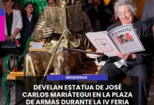 MOQUEGUA | DEVELAN ESTATUA DE JOSÉ CARLOS MARIÁTEGUI EN LA PLAZA DE ARMAS DURANTE LA IV FERIA INTERNACIONAL DEL LIBRO