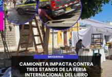 MOQUEGUA | CAMIONETA IMPACTA CONTRA TRES STANDS DE LA FERIA INTERNACIONAL DEL LIBRO