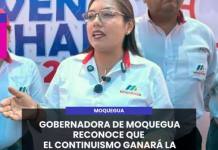 MOQUEGUA | GOBERNADORA DE MOQUEGUA RECONOCE QUE EL CONTINUISMO GANARÁ LA SEGUNDA VUELTA