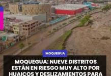 MOQUEGUA | NUEVE DISTRITOS ESTÁN EN RIESGO MUY ALTO POR HUAICOS Y DESLIZAMIENTOS PARA EL VERANO DE 2027