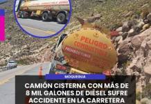 MOQUEGUA | CAMIÓN CISTERNA CON MÁS DE 8 MIL GALONES DE DIÉSEL SUFRE ACCIDENTE EN LA CARRETERA BINACIONAL