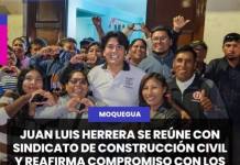 MOQUEGUA | JUAN LUIS HERRERA SE REÚNE CON SINDICATO DE CONSTRUCCIÓN CIVIL Y REAFIRMA COMPROMISO CON LOS DERECHOS LABORALES
