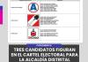 CUCHUMBAYA | TRES CANDIDATOS FIGURAN EN EL CARTEL ELECTORAL PARA LA ALCALDÍA DISTRITAL